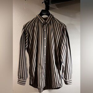 Neiman Marcus brown/grey Striped Men's Shirt